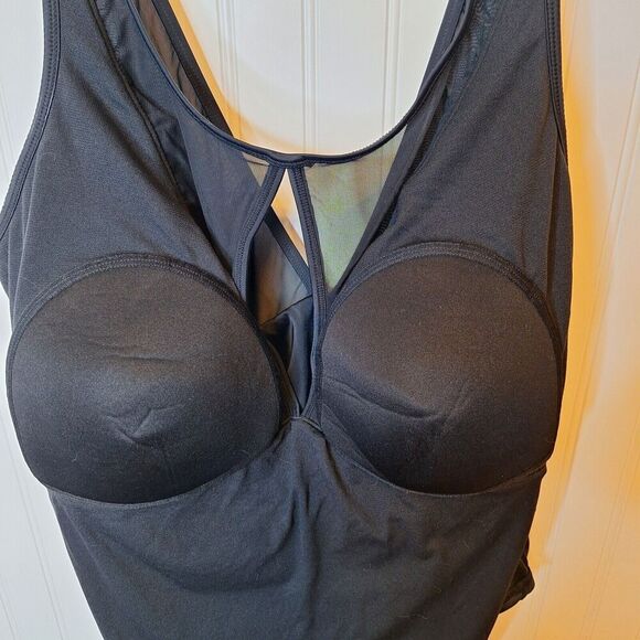 Time‎ And Tru Womens Swimsuit 1 Piece New Plus Size 3X 24W 26W Black Full Bottom - Picture 7 of 15